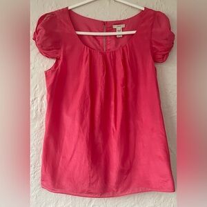 J Crew pink silk blend flutter sleeve scoop neck button back women’s blouse; 6